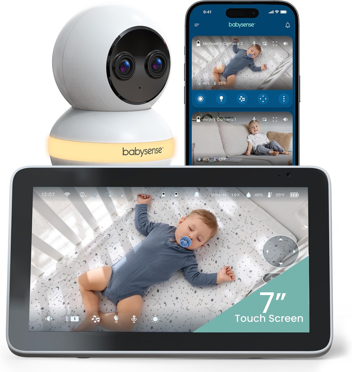 Babysense Touch 7-inch Touchscreen Smart WiFi Baby Monitor with App